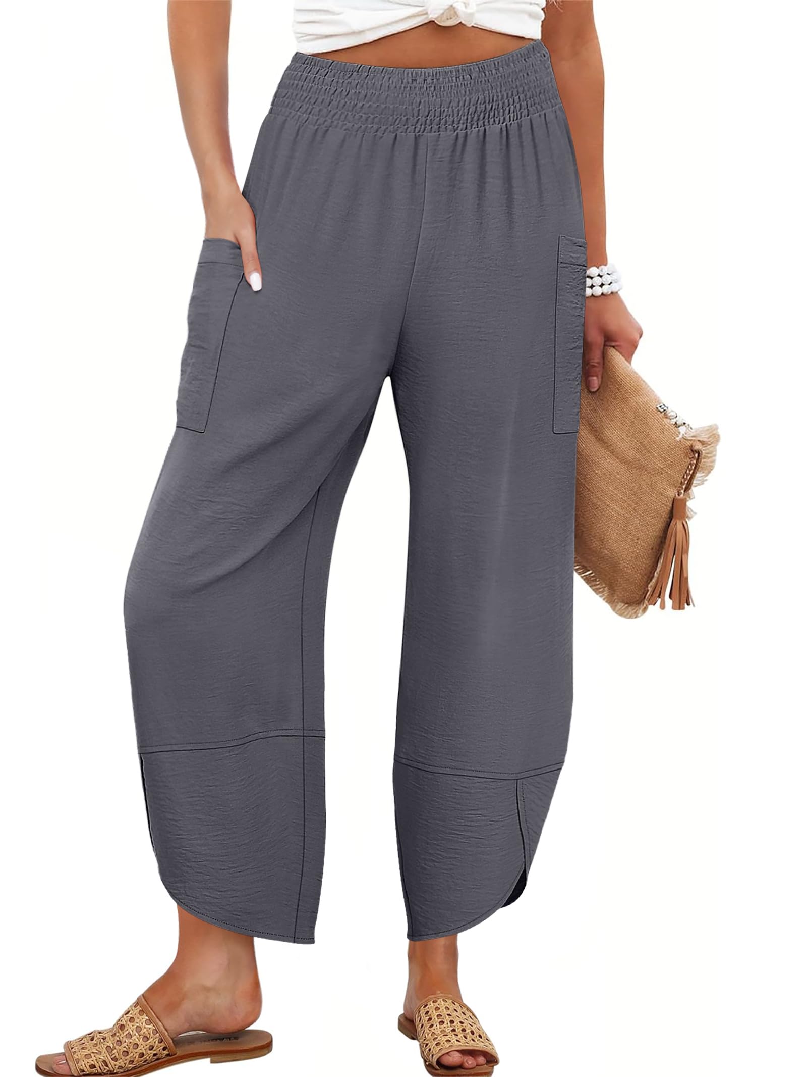 Pantalones Capri Anrabess Palazzo Summer De Pierna Ancha Para Mujer - Venta Internacional.