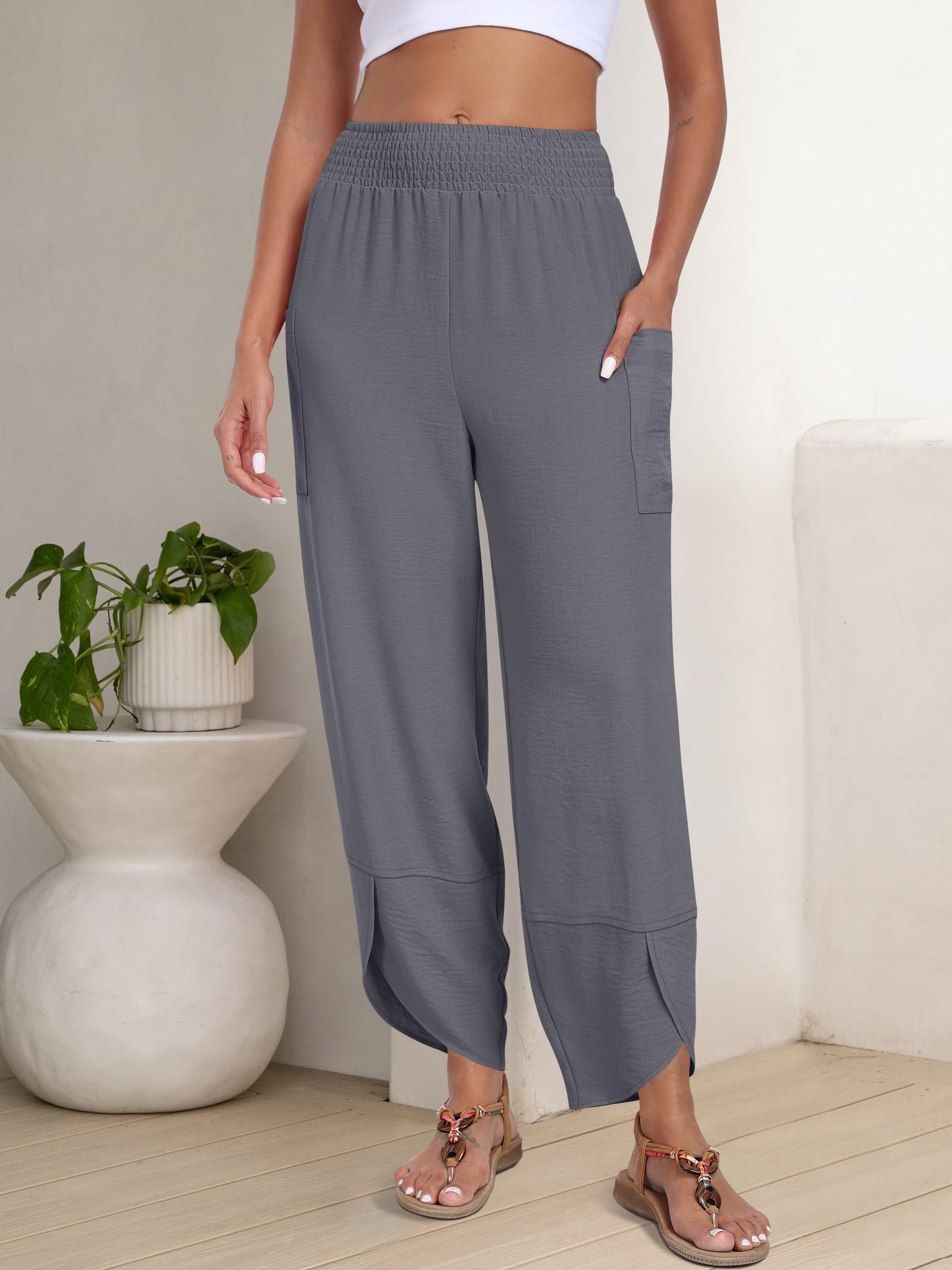 Foto 4 pulgar | Pantalones Capri Anrabess Palazzo Summer De Pierna Ancha Para Mujer - Venta Internacional.