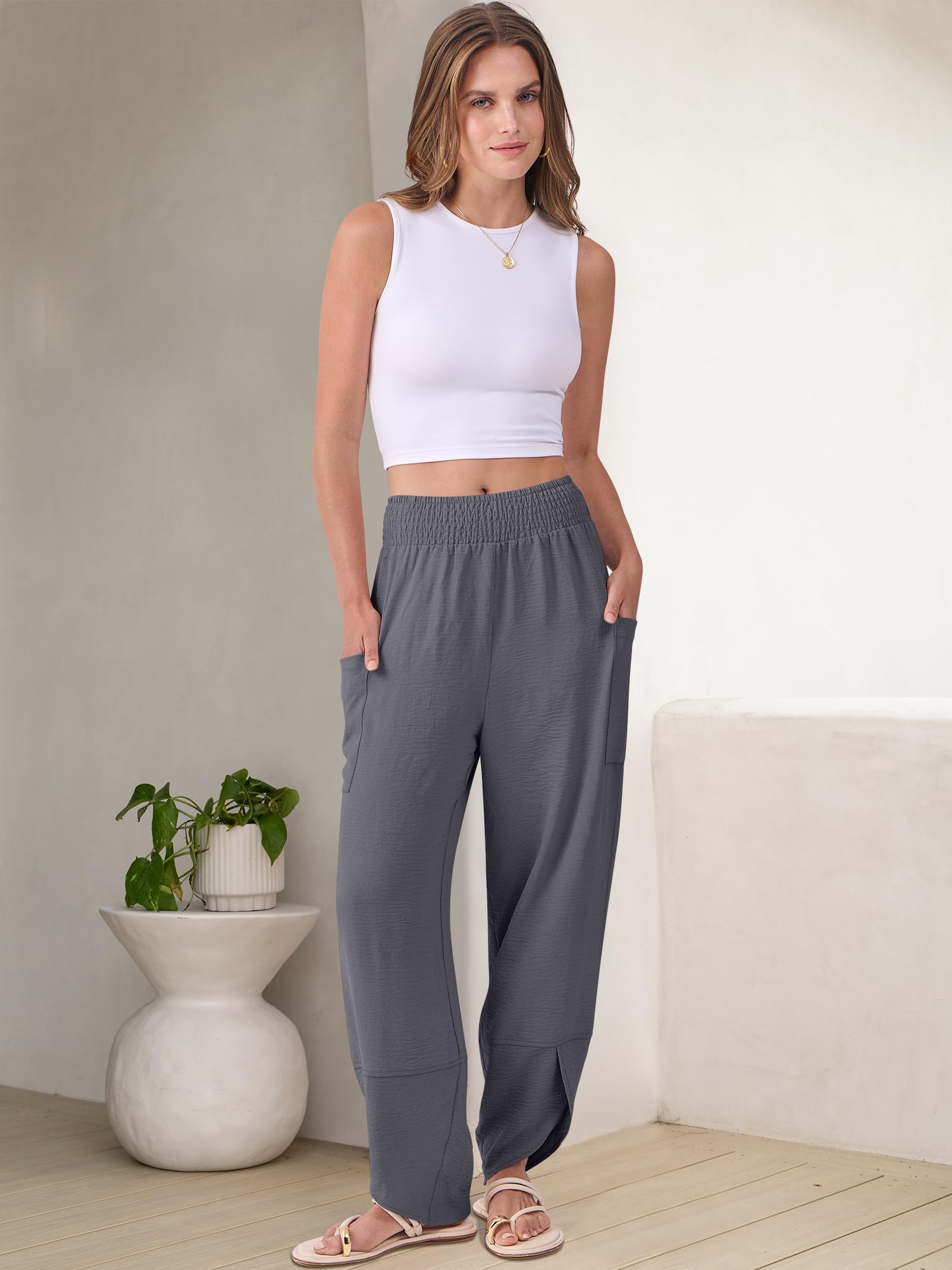 Foto 7 pulgar | Pantalones Capri Anrabess Palazzo Summer De Pierna Ancha Para Mujer - Venta Internacional.