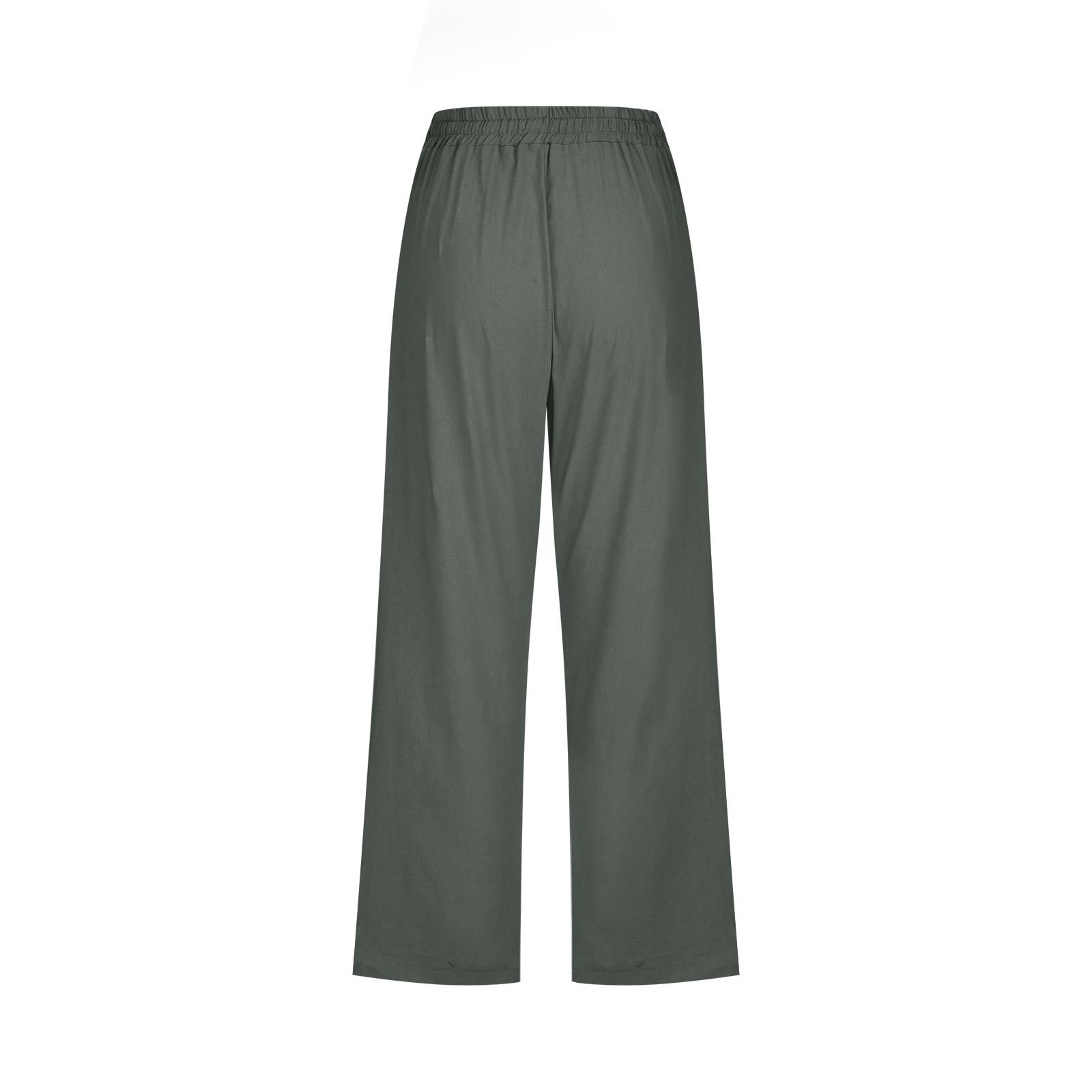 Foto 7 pulgar | Pantalones Capri Casual De Verano Para Mujer, Cintura Alta, Lino, Color Verde - Venta Internacional.