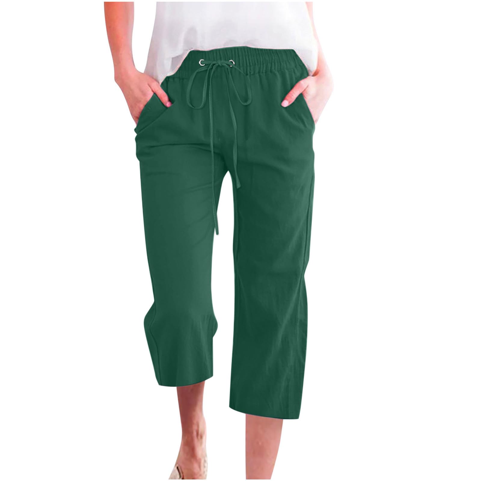 Foto 2 pulgar | Pantalones Capri Prime+deals Today En Liquidación Para Mujer D02 Army Green - Venta Internacional.