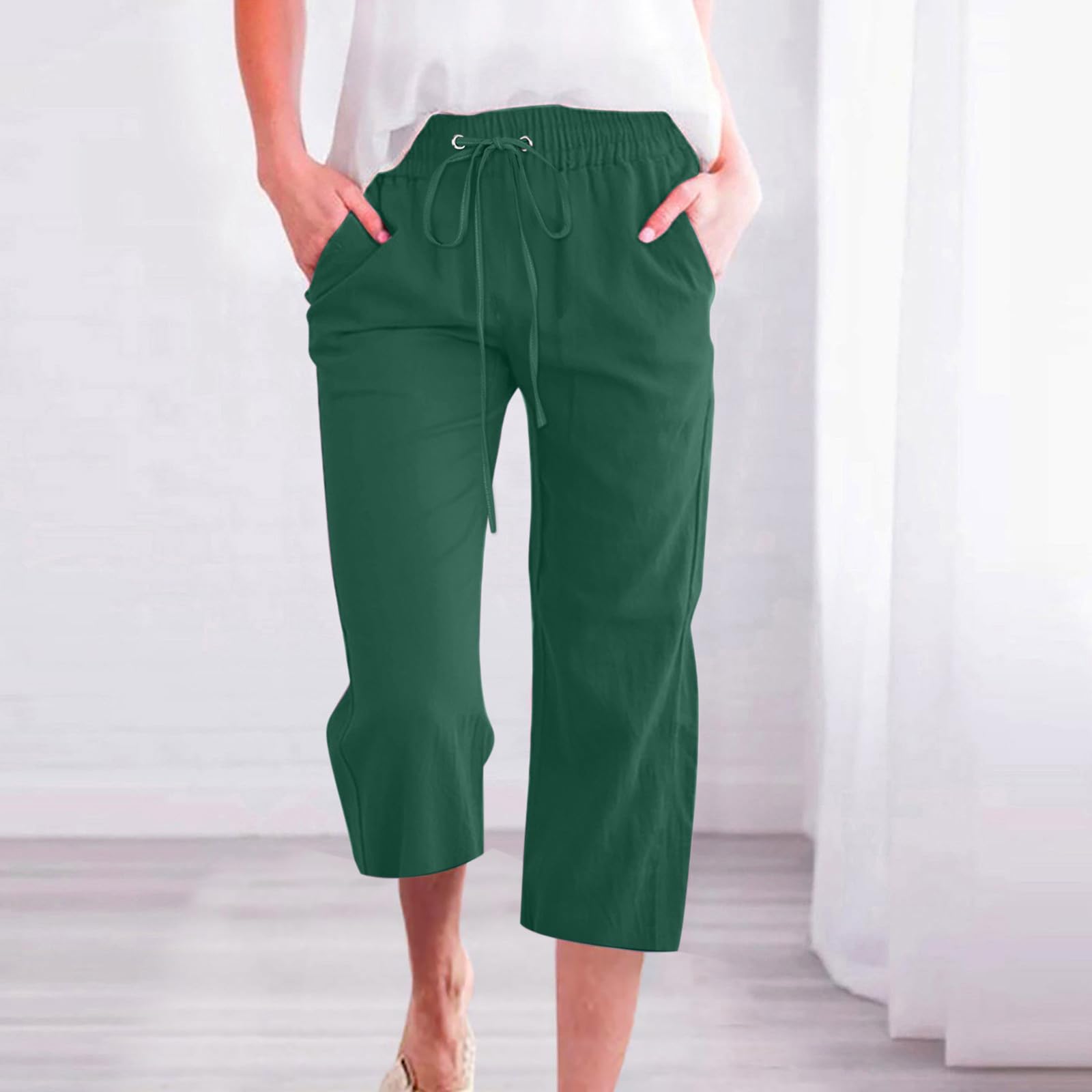 Foto 3 pulgar | Pantalones Capri Prime+deals Today En Liquidación Para Mujer D02 Army Green - Venta Internacional.