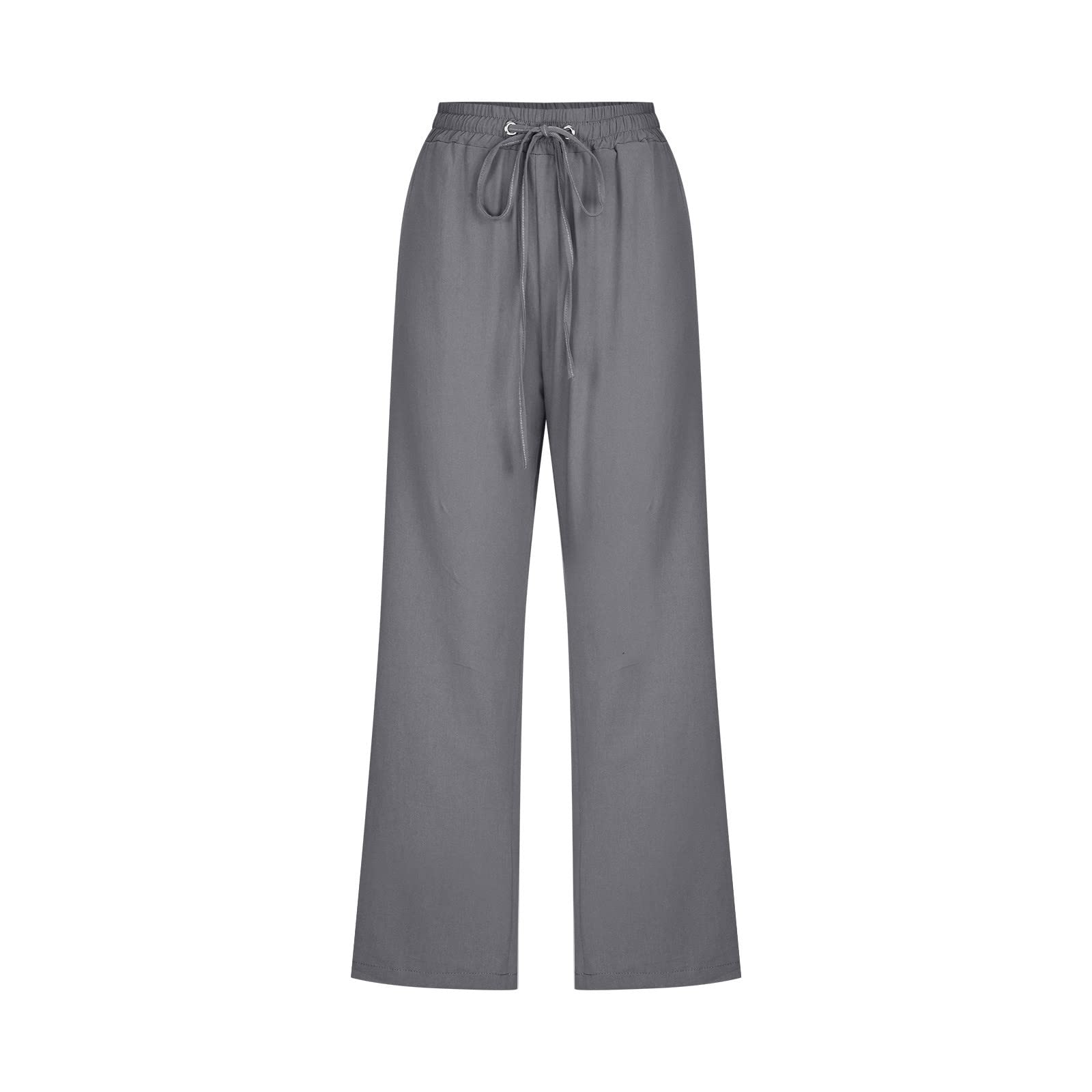 Foto 5 pulgar | Pantalones Capri Para Mujer, Algodón Y Lino, Recto, Pernera Ancha, Gris Oscuro - Venta Internacional.
