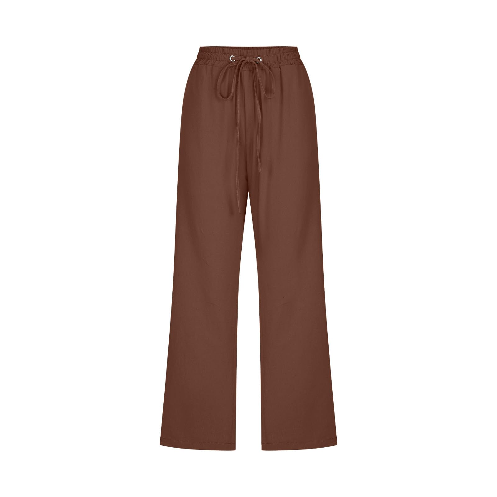 Foto 5 pulgar | Pantalones Capri Para Mujer, Algodón Y Lino, Cintura Holgada Con Cordón, Color Marrón - Venta Internacional.