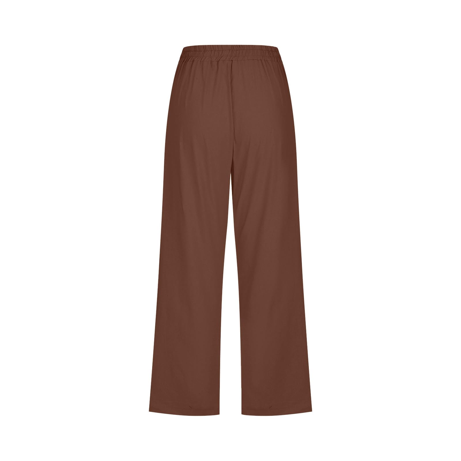 Foto 6 pulgar | Pantalones Capri Para Mujer, Algodón Y Lino, Cintura Holgada Con Cordón, Color Marrón - Venta Internacional.