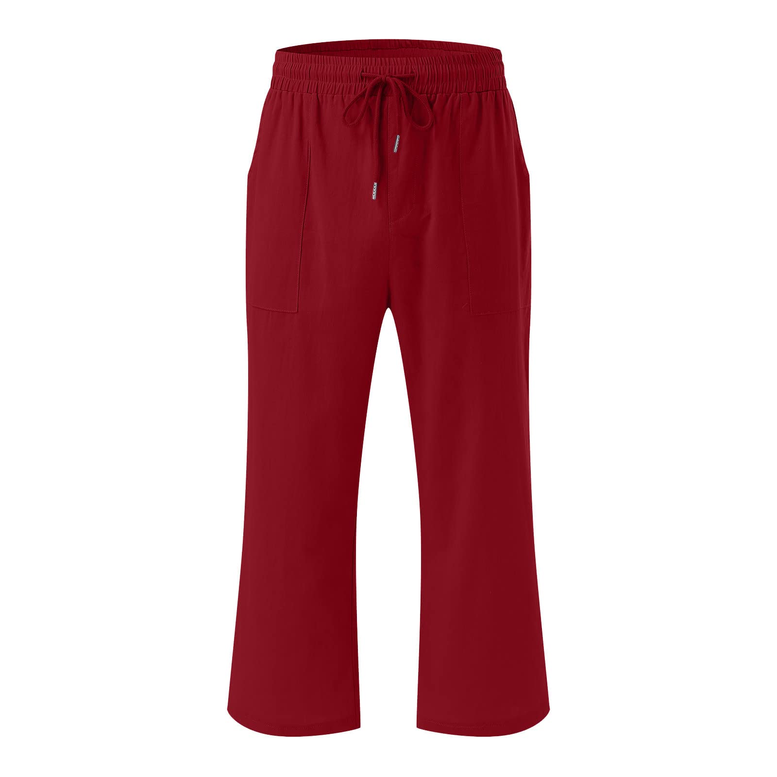 Foto 5 pulgar | Pantalones Capri Para Mujer, Algodón Y Lino, Casual, Verano, Color Rojo C07, Talla L - Venta Internacional.