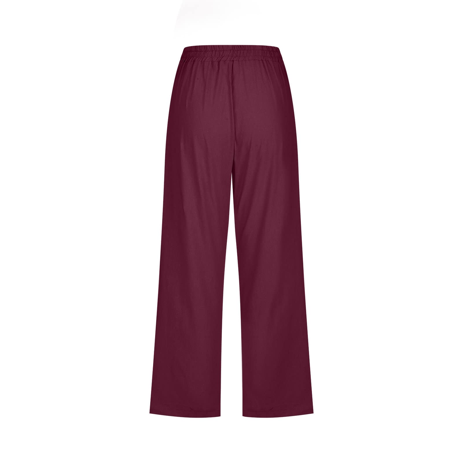 Foto 6 pulgar | Pantalones Capri Pequeños De Lino Con Cintura Elástica Con Cordón Para Mujer - Venta Internacional.