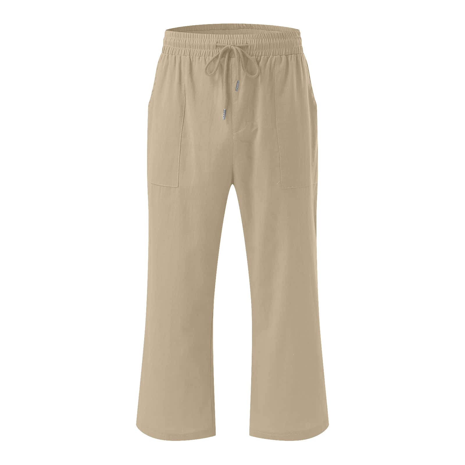 Foto 5 pulgar | Pantalones Capri De Algodón Y Lino Para Mujer, Informales, Holgados, De Verano, C06, Color Caqui - Venta Internacional.