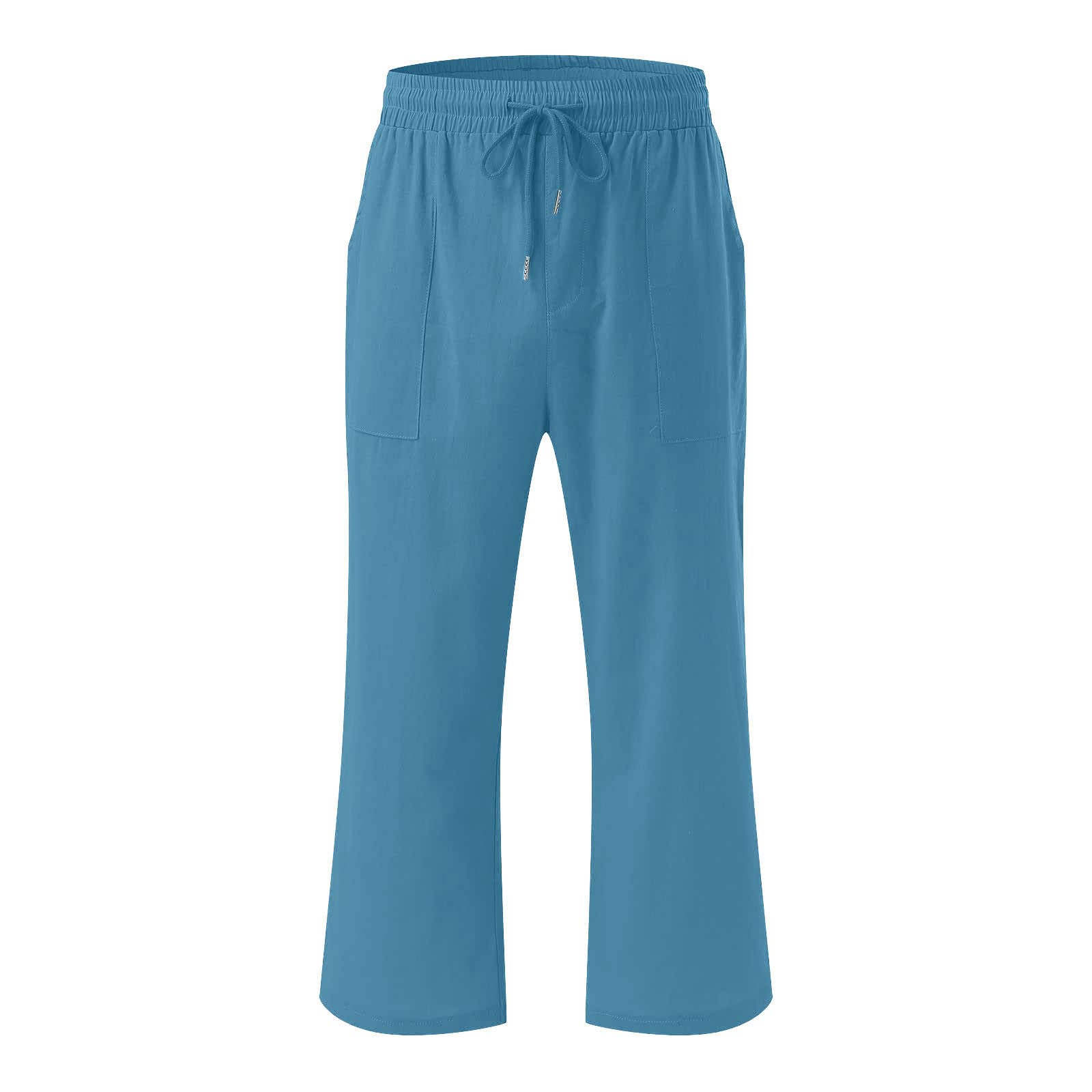 Foto 6 pulgar | Pantalones Capri Genéricos De Verano Con Cordón De Lino D01 Azul Oscuro - Venta Internacional.