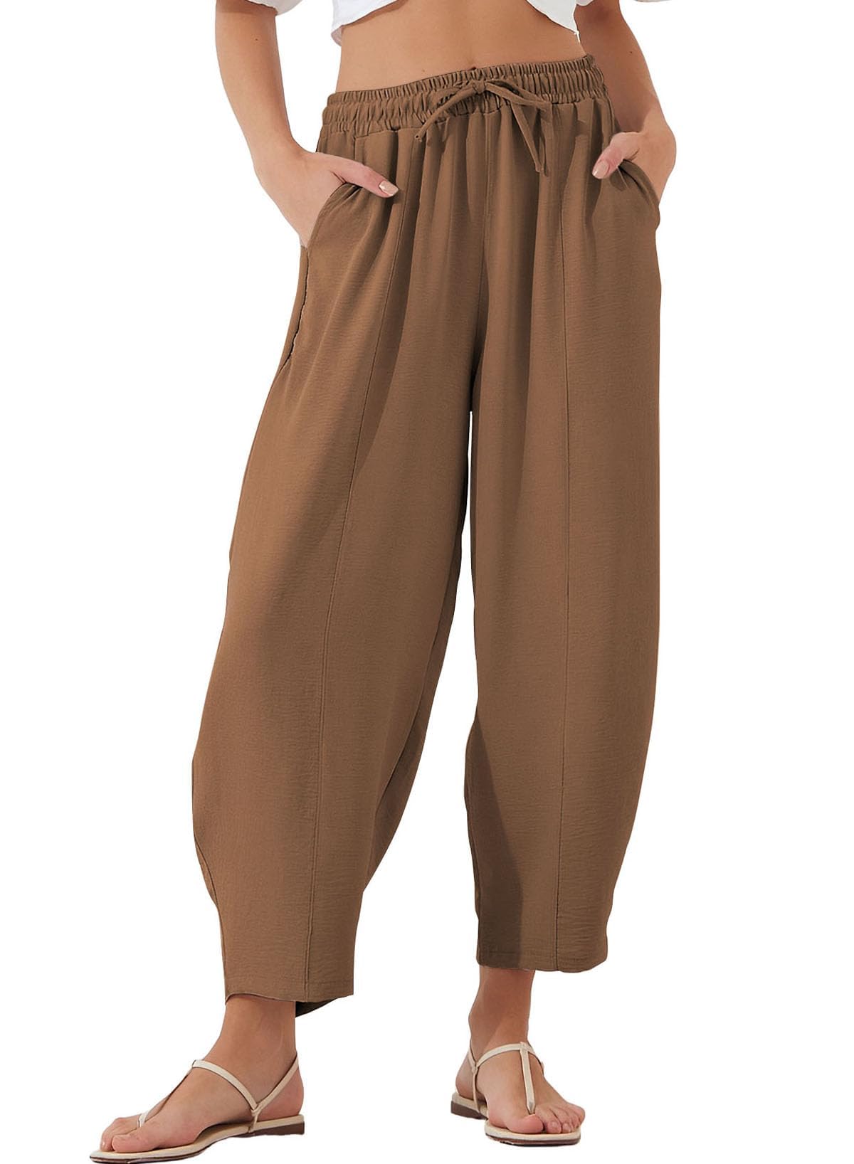 Foto 2 pulgar | Pantalones Capri Evaless 2025 Harem Summer Chestnut 2xl Para Mujer - Venta Internacional.