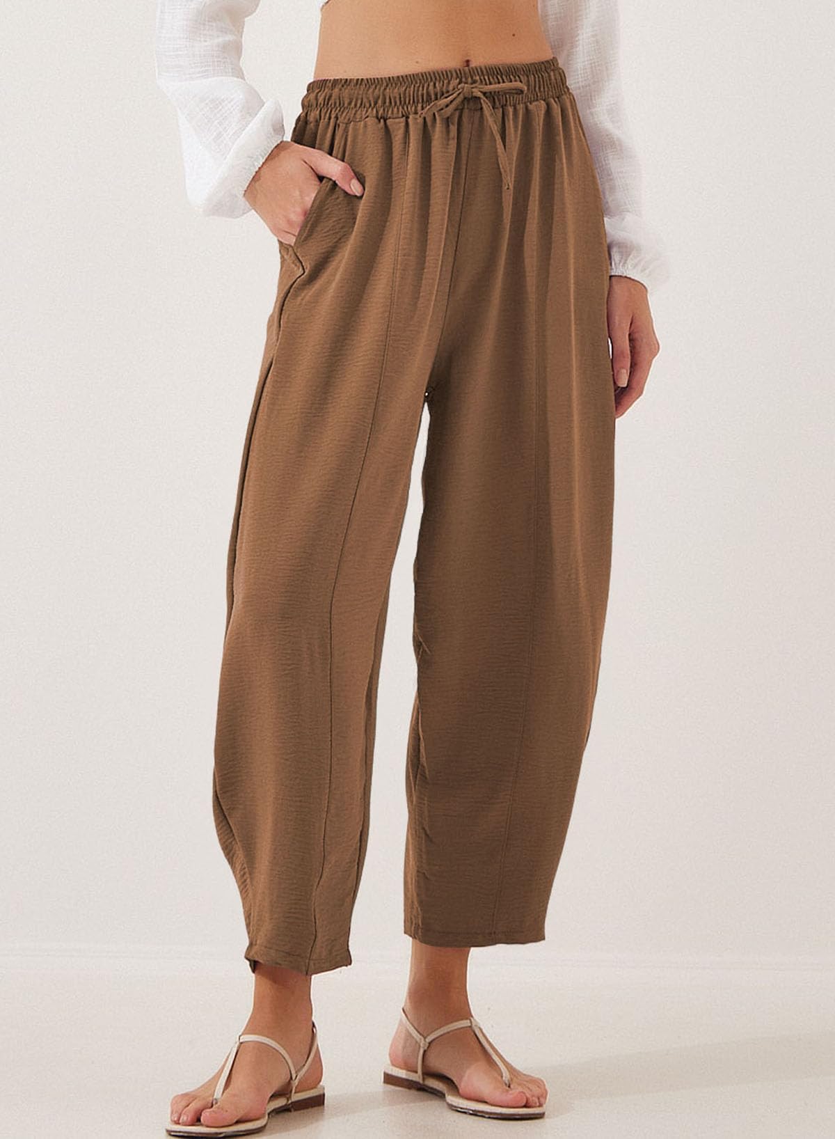 Foto 3 pulgar | Pantalones Capri Evaless 2025 Harem Summer Chestnut 2xl Para Mujer - Venta Internacional.