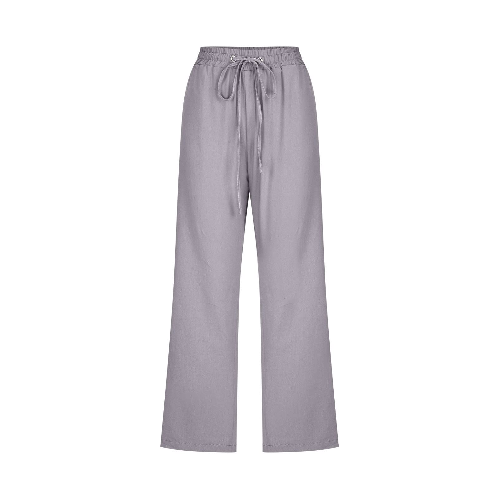 Foto 5 pulgar | Pantalones Capri De Cintura Alta Para Mujer, Lino De Verano, Gris, Xxxl - Venta Internacional.