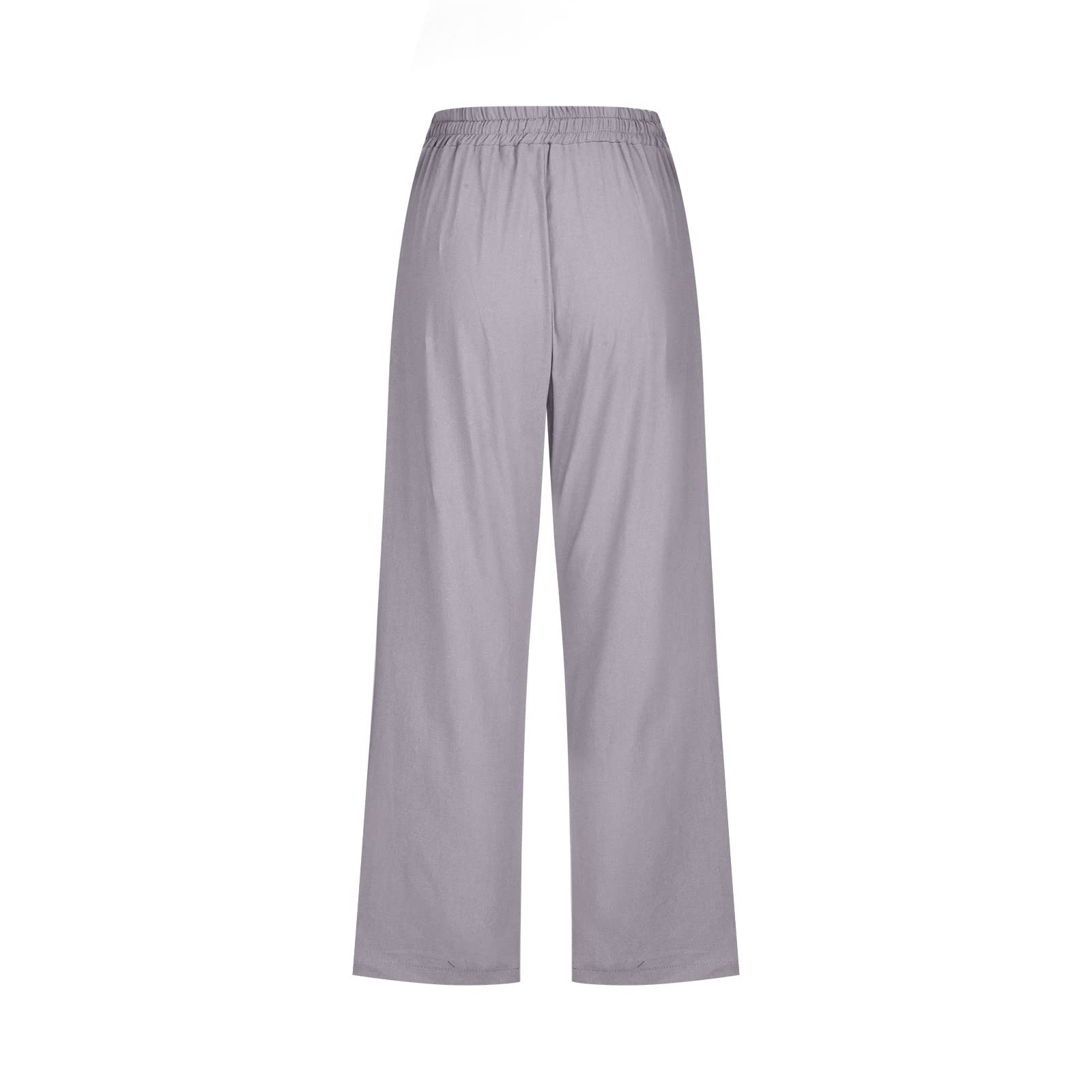 Foto 6 pulgar | Pantalones Capri De Cintura Alta Para Mujer, Lino De Verano, Gris, Xxxl - Venta Internacional.