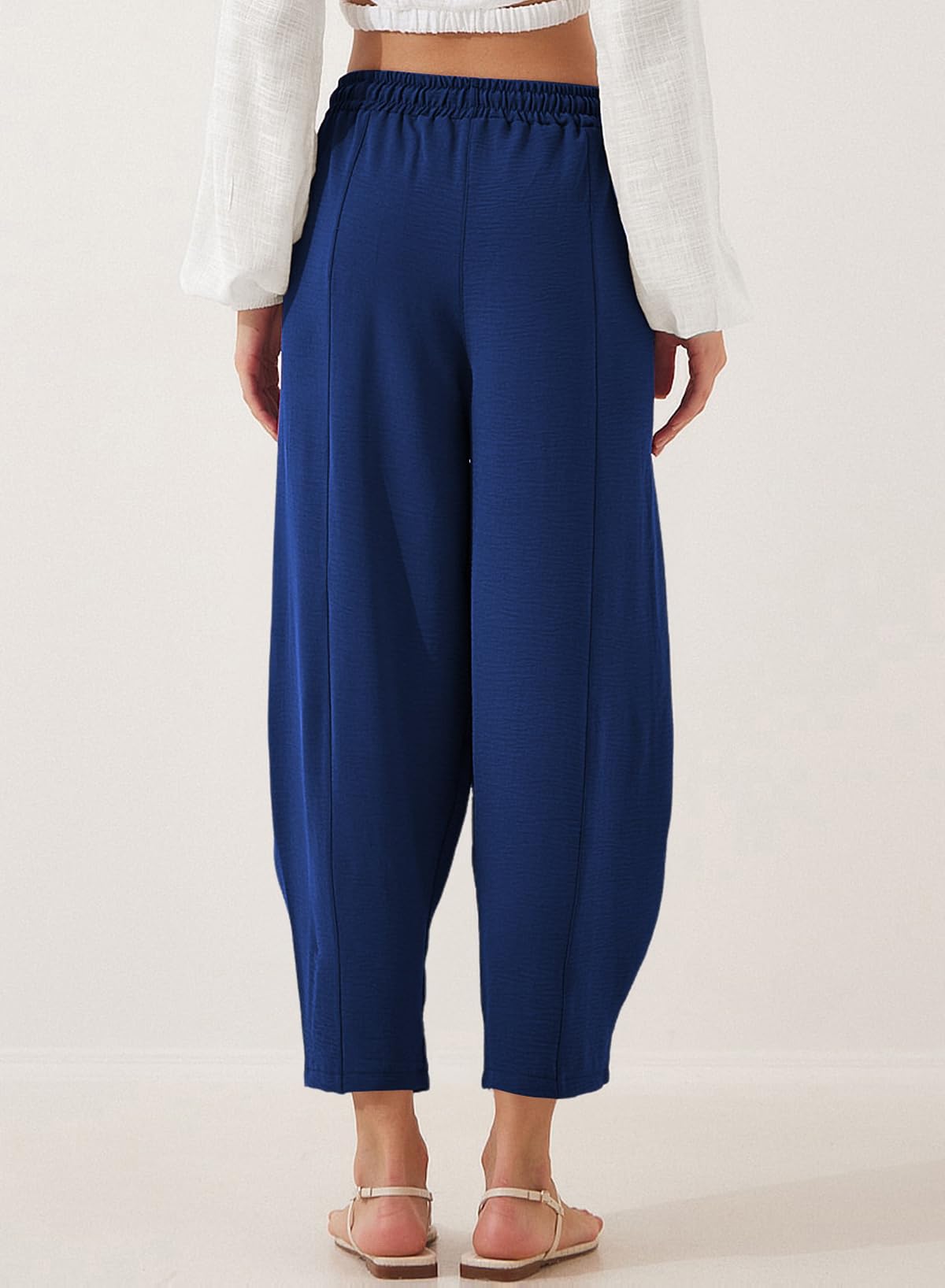 Foto 4 pulgar | Pantalones Evaless, Holgados, Pernera Ancha, Cintura Elástica, Azul Marino - Venta Internacional.