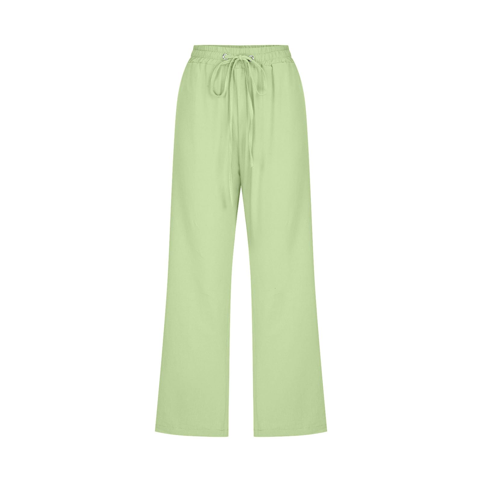 Foto 5 pulgar | Pantalones De Lino Para Mujer Con Cintura Elástica Capris D04 Green Xxxxl - Venta Internacional.