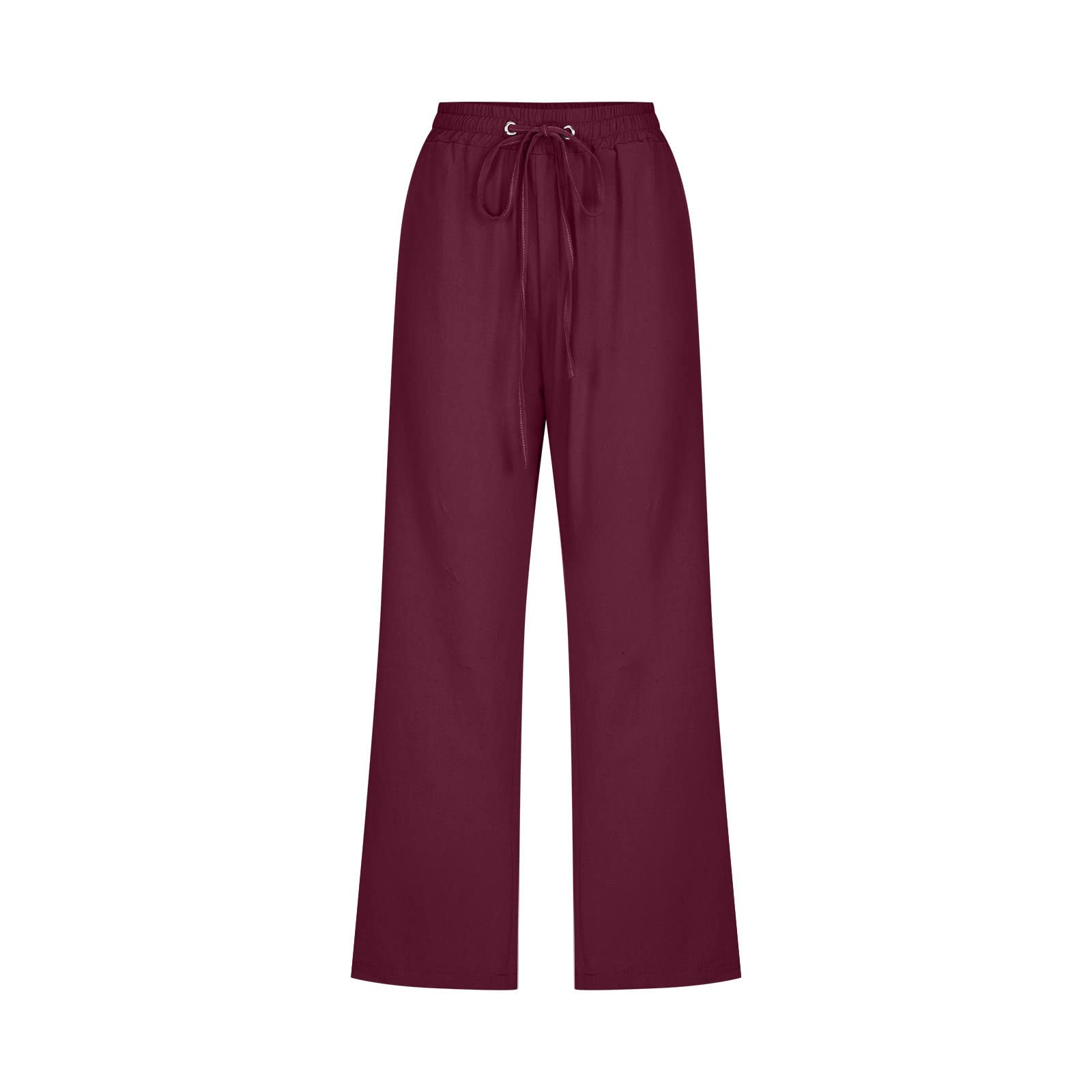 Foto 5 pulgar | Pantalones Capri De Lino Para Mujer Con Cintura Alta Elástica Con Cordón - Venta Internacional.
