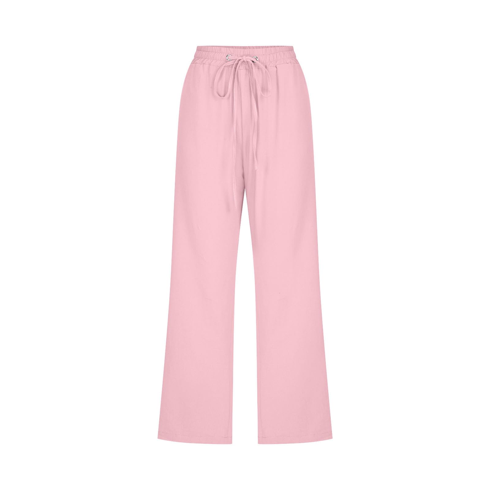 Foto 4 | Pantalones De Lino Palazzo Capri Para Mujer, Verano 2025, Color Rosa, Talla Xl - Venta Internacional.