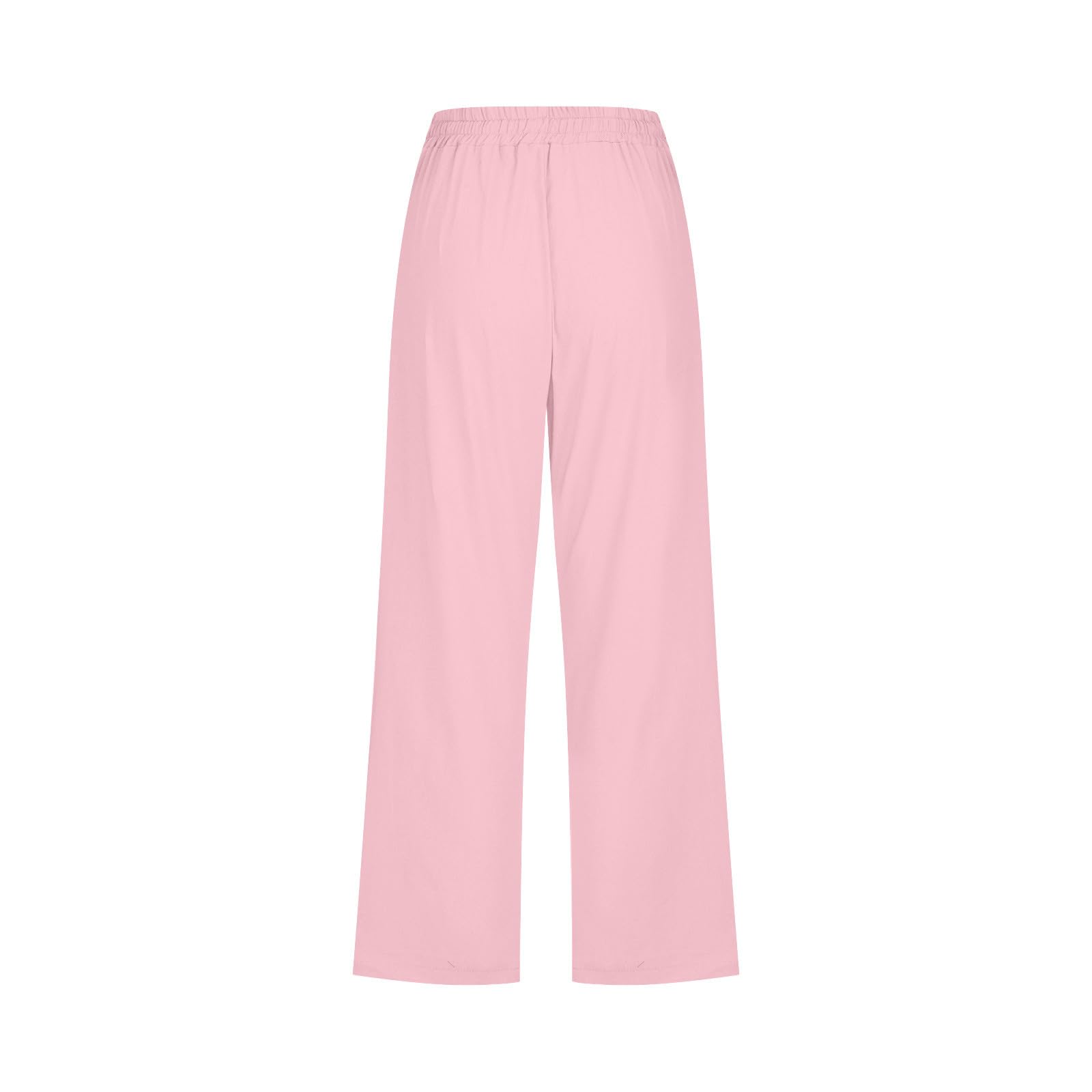 Foto 6 pulgar | Pantalones De Lino Palazzo Capri Para Mujer, Verano 2025, Color Rosa, Talla Xl - Venta Internacional.