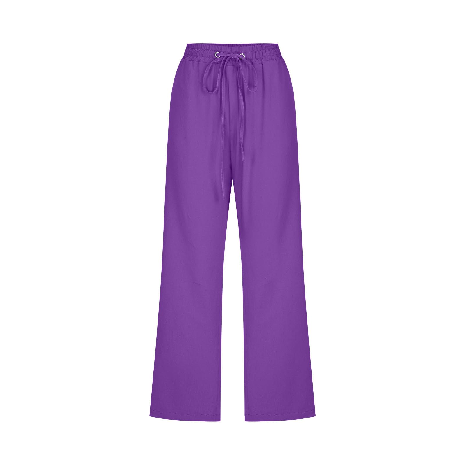 Foto 5 pulgar | Pantalones Capris De Lino De Cintura Alta Para Mujer, Talla Grande, Color Morado - Venta Internacional.
