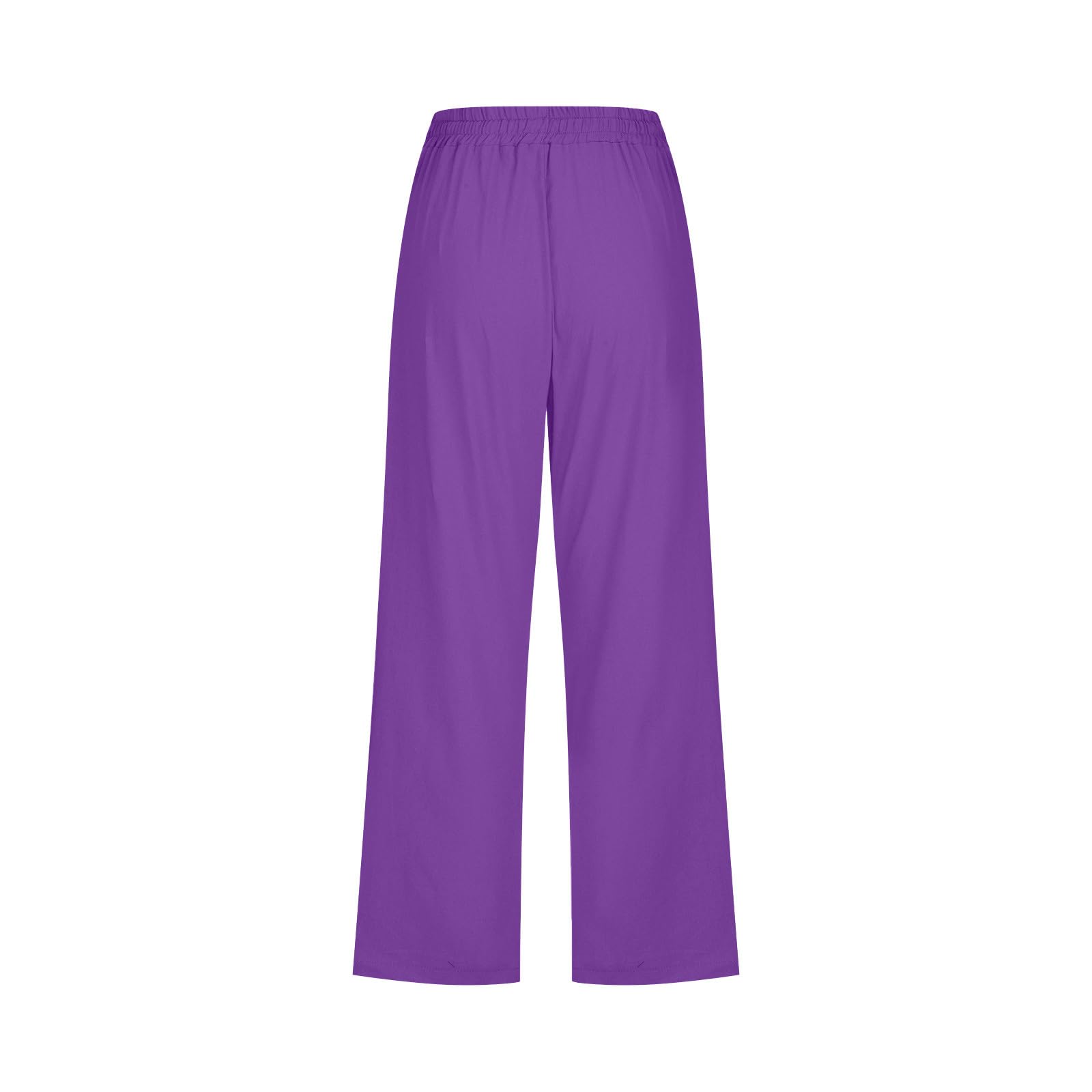Foto 6 pulgar | Pantalones Capris De Lino De Cintura Alta Para Mujer, Talla Grande, Color Morado - Venta Internacional.