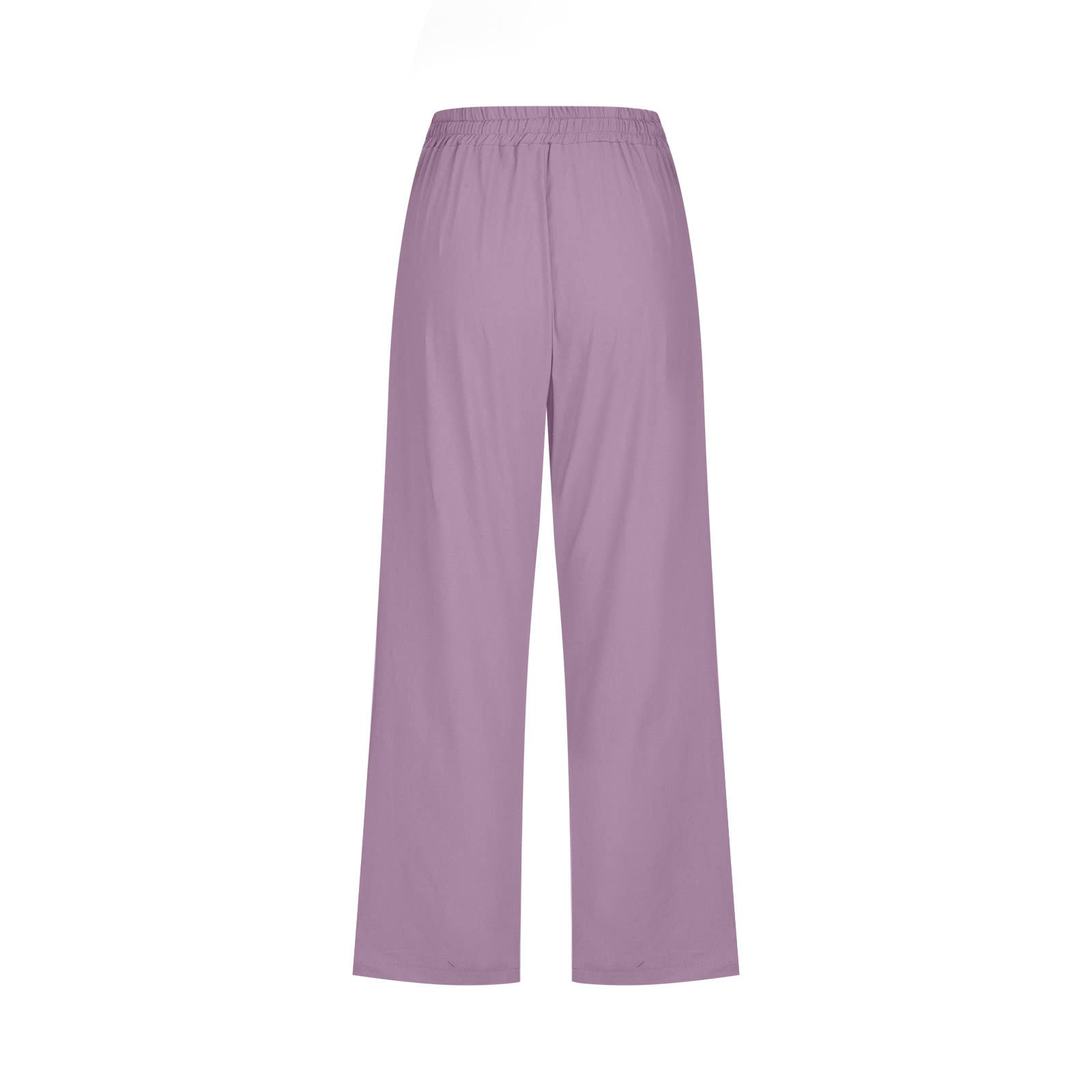 Foto 6 pulgar | Pantalones Capri Para Mujer, Talla Grande, Lino, Cintura Alta, Color Morado - Venta Internacional.