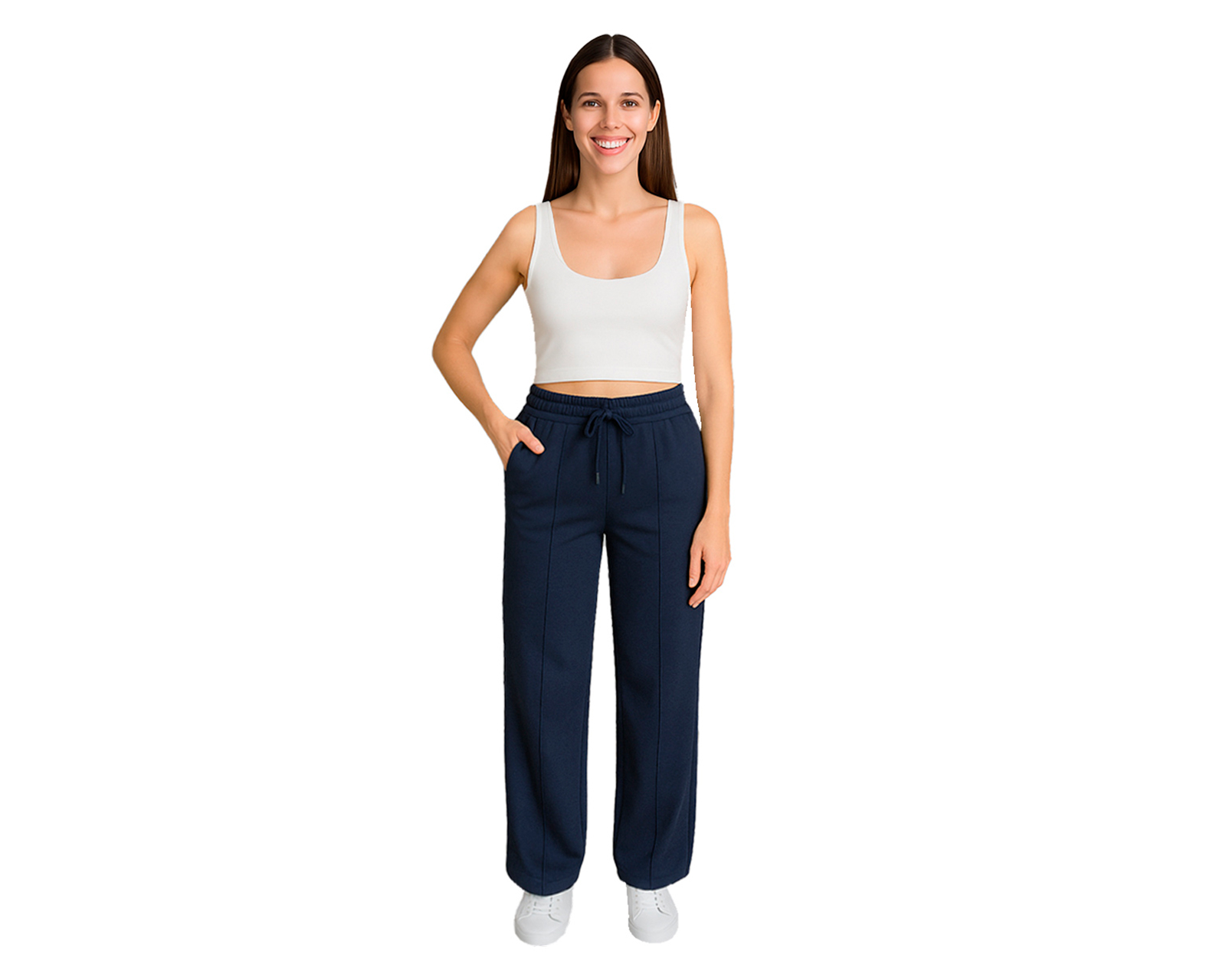 Foto 2 pulgar | Pantalón Deportivo Para Mujer Ocean Point  De Pierna Ancha Color Sólido
