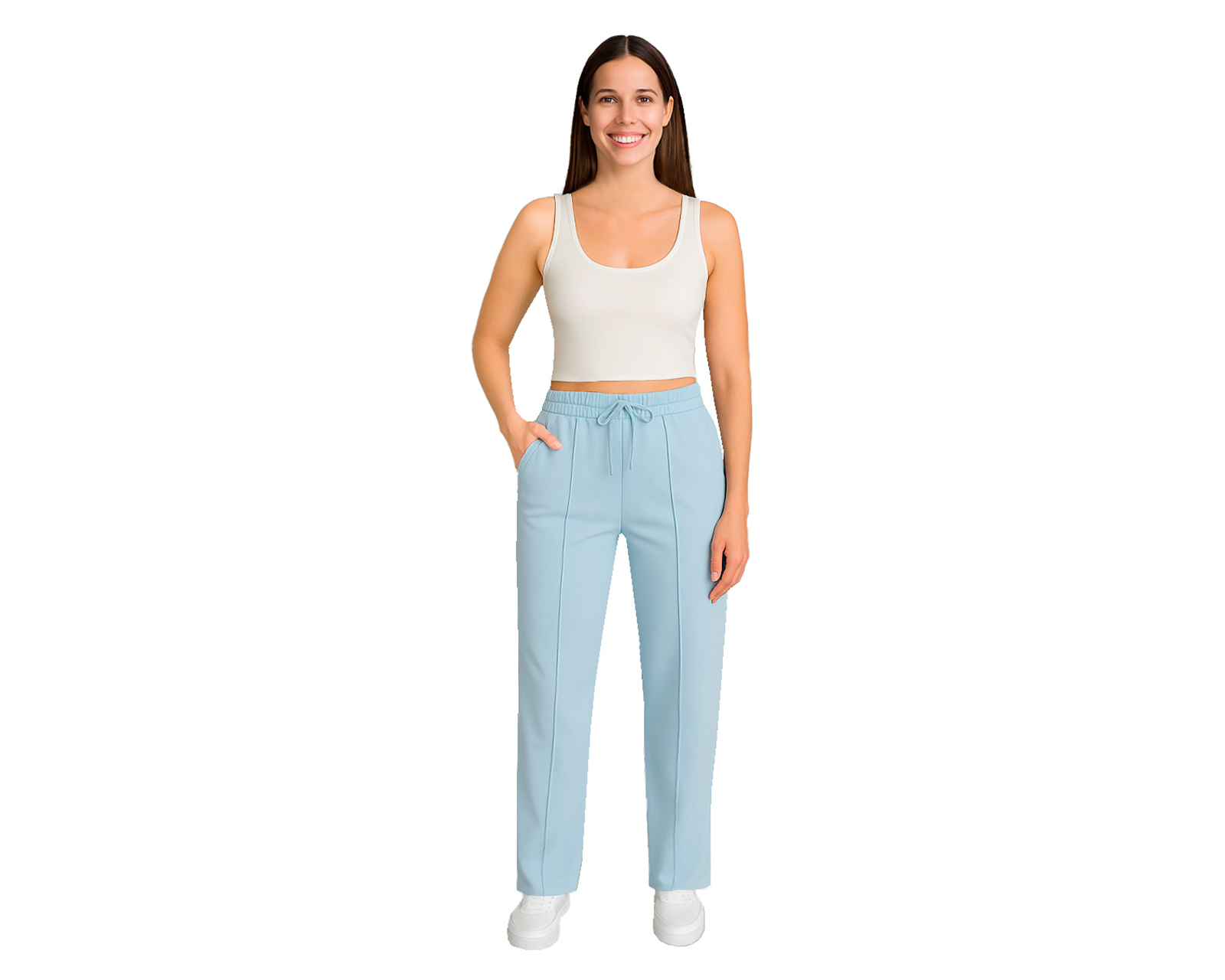Foto 1 | Pantalón Deportivo Para Mujer Ocean Point  De Pierna Ancha Color Sólido