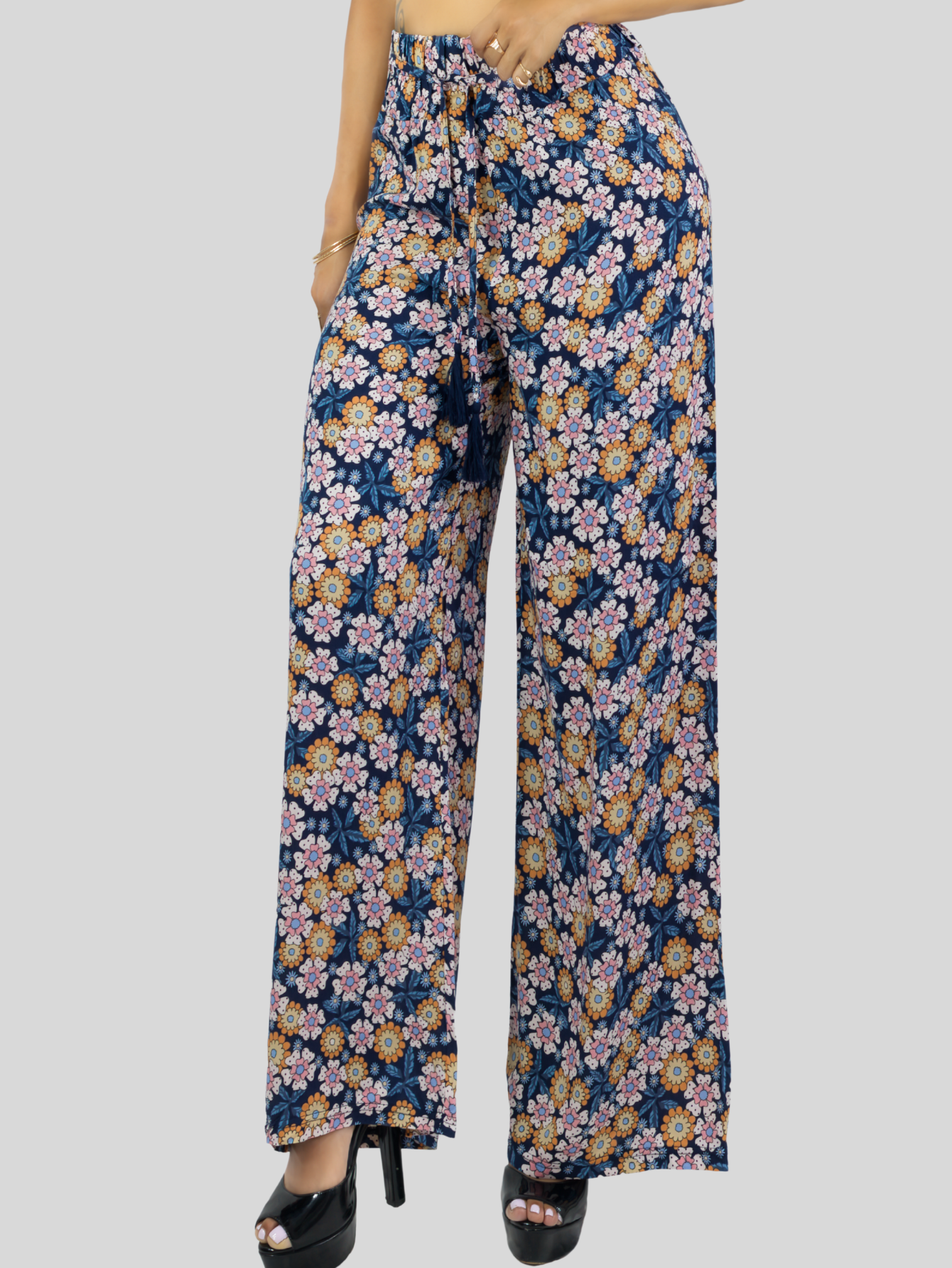 Foto 5 pulgar | Pantalones Relajados Para Mujer Panta-1006 Diseño D17 Unico Wide Legs De Cintura Alta