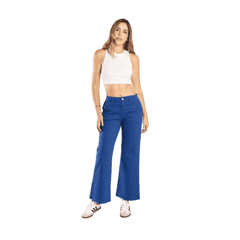 Foto 5 pulgar | Pantalon Wide Leg 9533 Azul