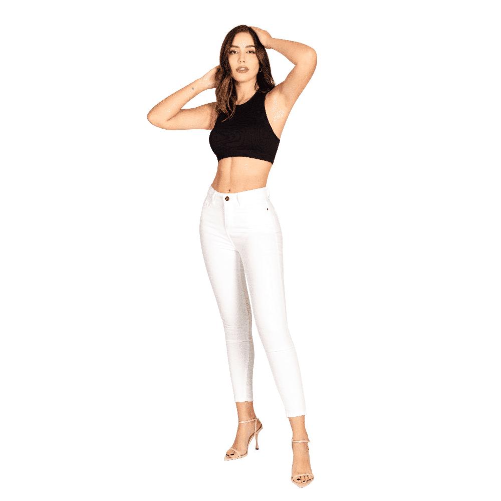 Foto 4 pulgar | Pant. Dama Skinny Basico Con Bolsas Funcionales Blanco