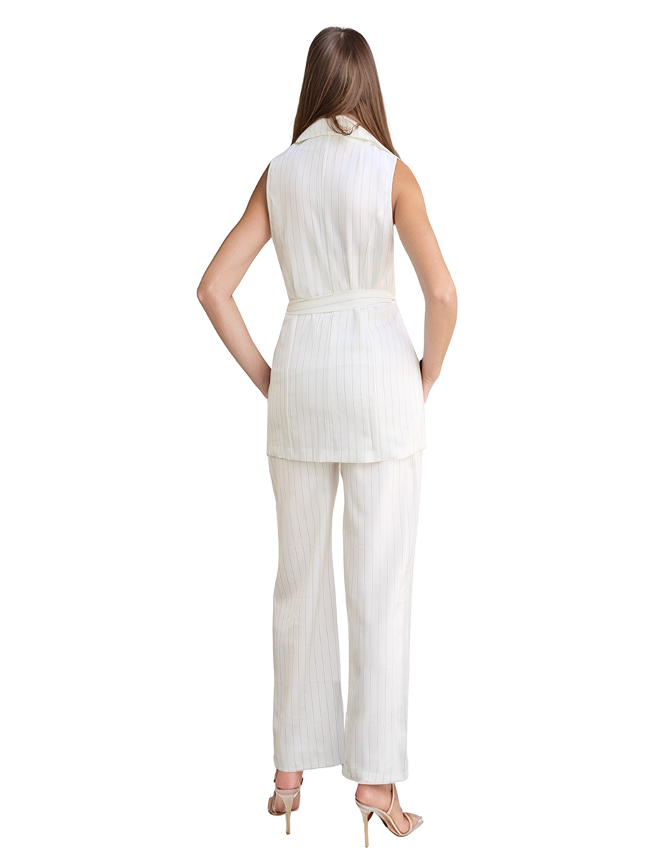 Foto 4 pulgar | Conjunto Formal Pantalón Recto Y Chaleco Largo A Rayas