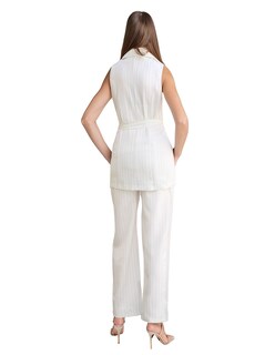 Foto 3 | Conjunto Formal Pantalón Recto Y Chaleco Largo A Rayas