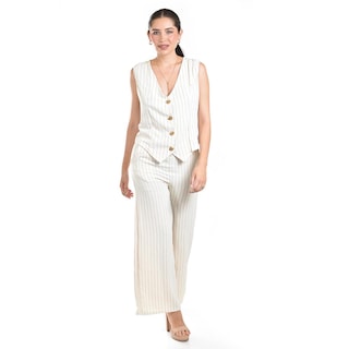 Foto 4 | Set Chaleco Y Pantalon A Rayas Roman Fashion / Juvenil, 5073 (arena Lineas) Beige
