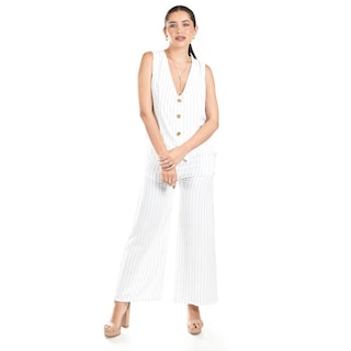 Foto 4 | Set Chaleco Y Pantalon A Rayas Roman Fashion / Juvenil, 5073 (blanco Lineas) Blanco