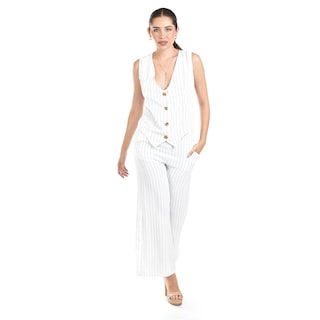 Foto 5 | Set Chaleco Y Pantalon A Rayas Roman Fashion / Juvenil, 5073 (blanco Lineas) Blanco