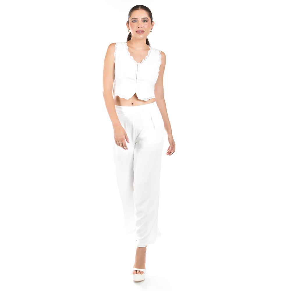 Foto 4 | Pantalon De Pierna Ancha Roman Fashion / Juvenil, 1982 (blanco) Blanco