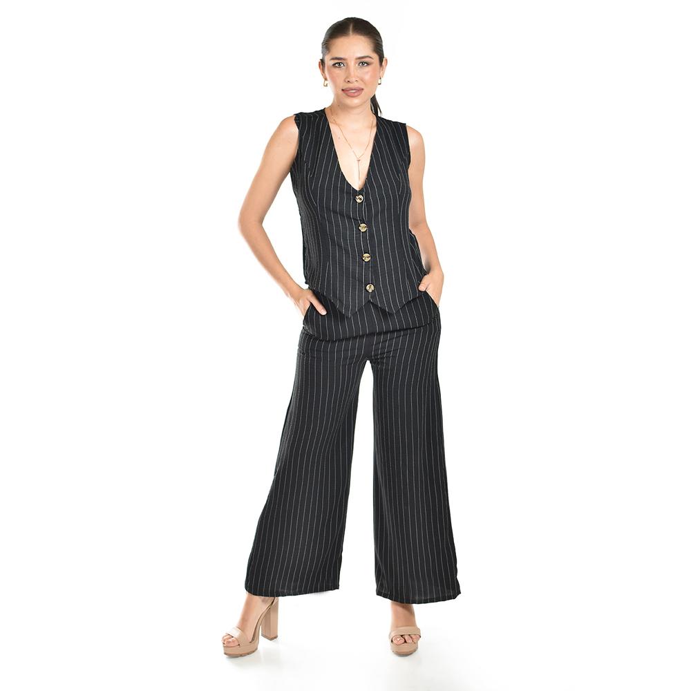 Foto 1 | Set Chaleco Y Pantalon A Rayas Roman Fashion / Juvenil, 5073 (negro Lineas) Negro