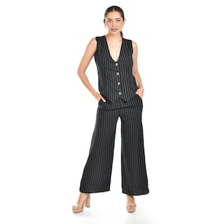 Foto 1 | Set Chaleco Y Pantalon A Rayas Roman Fashion / Juvenil, 5073 (negro Lineas) Negro