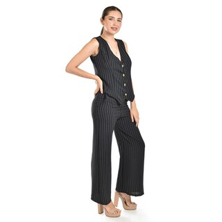 Foto 2 | Set Chaleco Y Pantalon A Rayas Roman Fashion / Juvenil, 5073 (negro Lineas) Negro