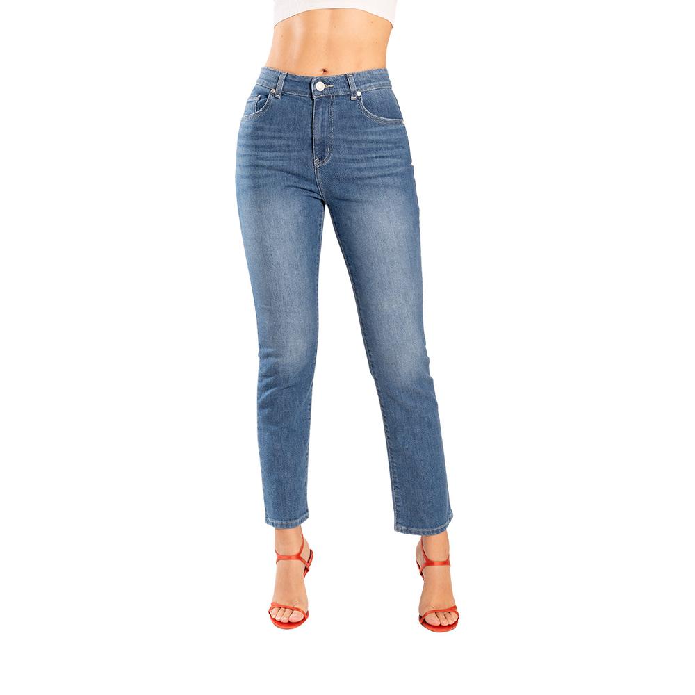 Pantalón Dama Recto Ta Con Destrucción En Bolsos Traseros Azul