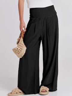 Foto 2 | Pantalones Palazzo Anrabess De Lino Para Mujer, Pierna Ancha, Cintura Alta, Negros - Venta Internacional.