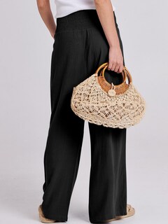 Foto 4 | Pantalones Palazzo Anrabess De Lino Para Mujer, Pierna Ancha, Cintura Alta, Negros - Venta Internacional.