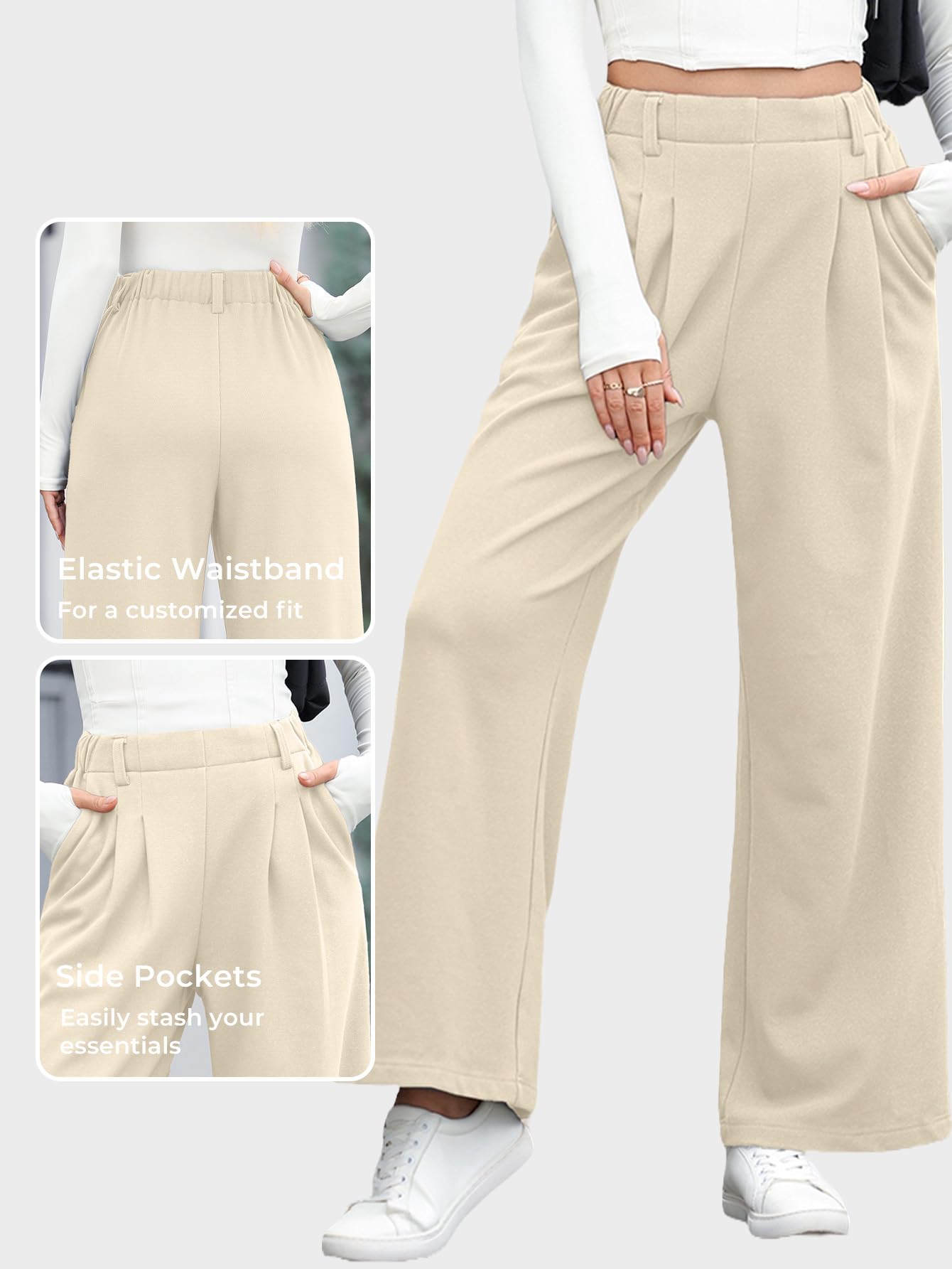 Foto 4 pulgar | Pantalones Palazzo Evaless De Pierna Ancha, Cintura Alta, Punto Gofrado, Negro - Venta Internacional.
