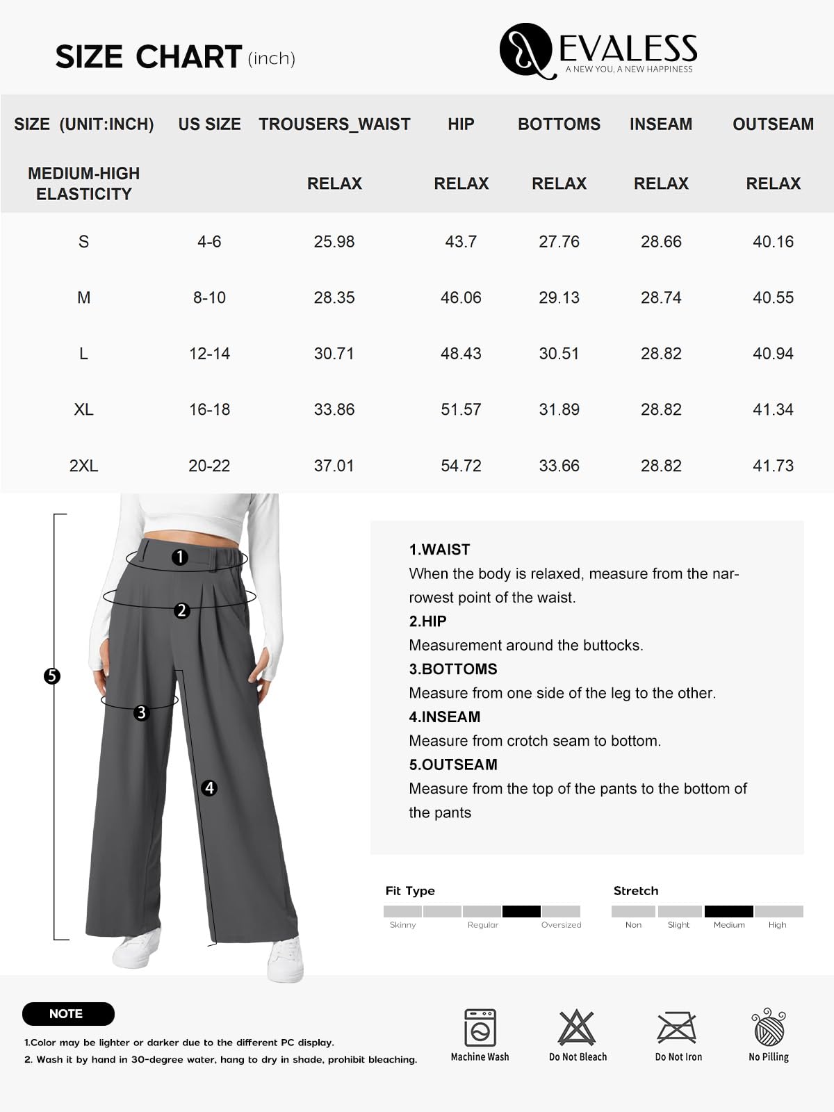 Foto 6 | Pantalones Palazzo Evaless De Pierna Ancha, Cintura Alta, Punto Gofrado, Negro - Venta Internacional.