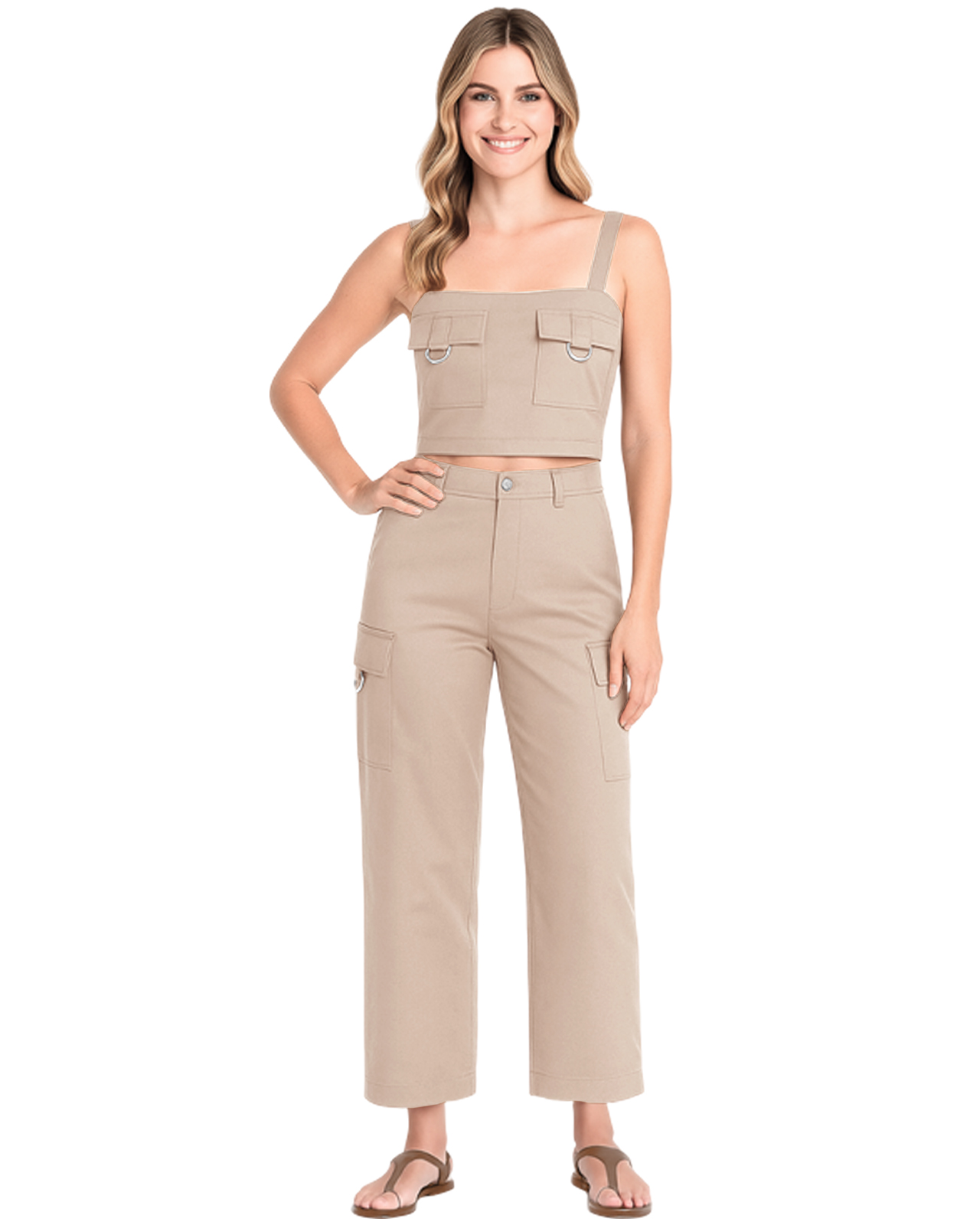 Foto 1 | Set Coordinado Para Mujer Ocean Point  De Top Y Pantalón Cargo