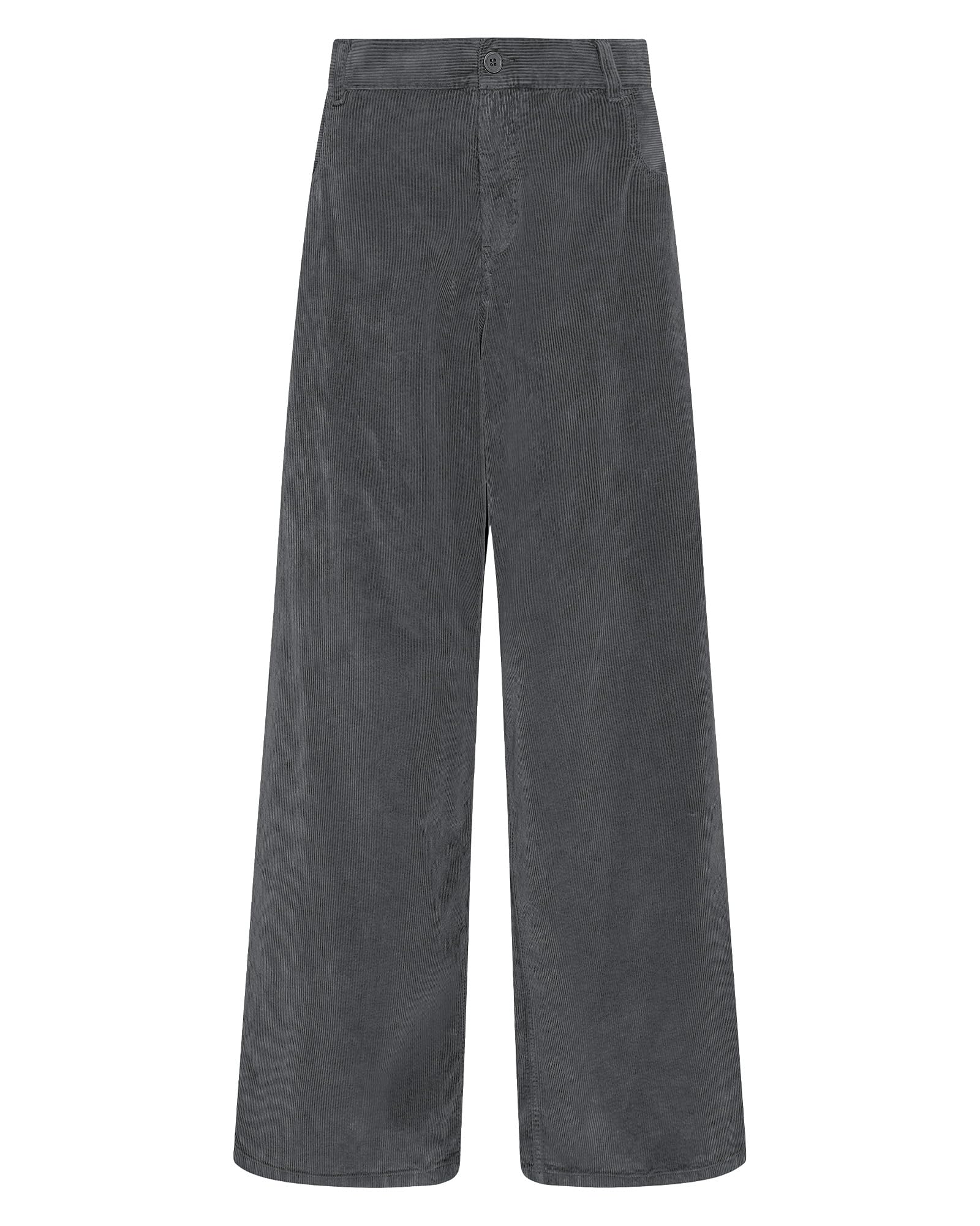Pantalones Grapent De Pana Gris Con Pierna Ancha Y Cintura Alta Para Mujer - Venta Internacional.