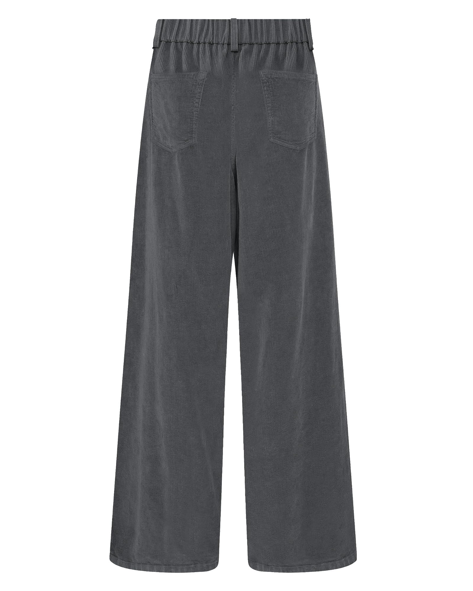 Foto 3 pulgar | Pantalones Grapent De Pana Gris Con Pierna Ancha Y Cintura Alta Para Mujer - Venta Internacional.