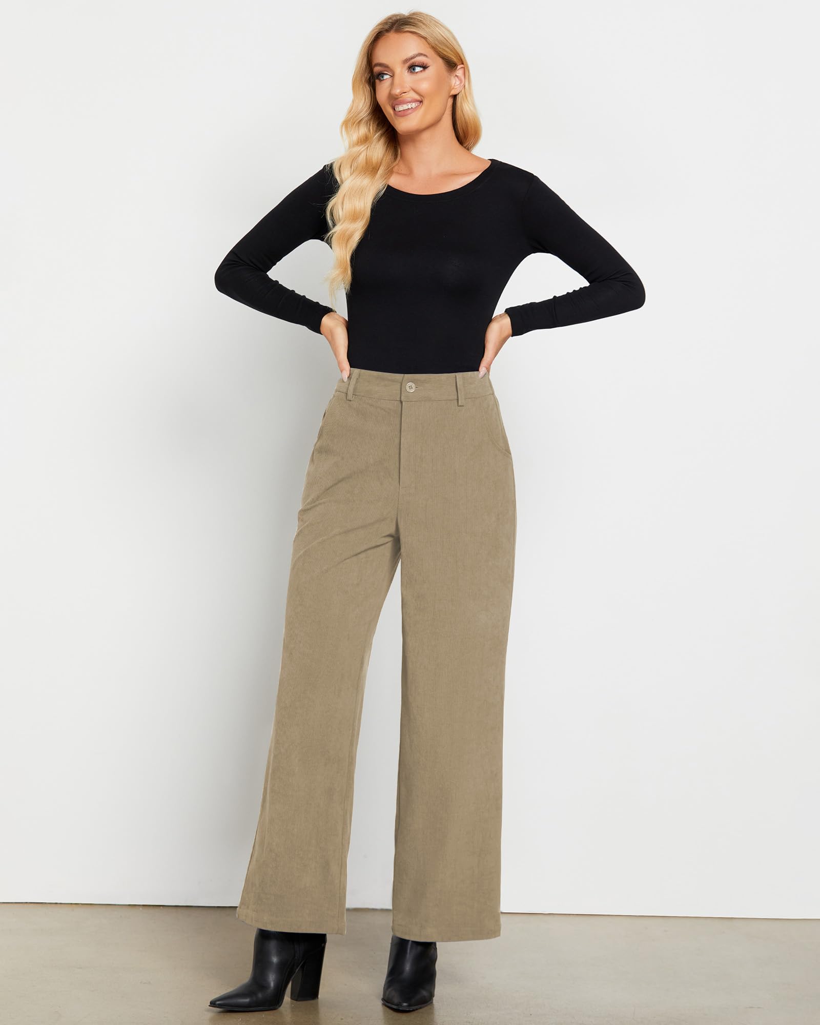 Foto 5 pulgar | Pantalones Grapent De Pana Caqui, Pierna Ancha, Cintura Alta, Talla Xxl - Venta Internacional.