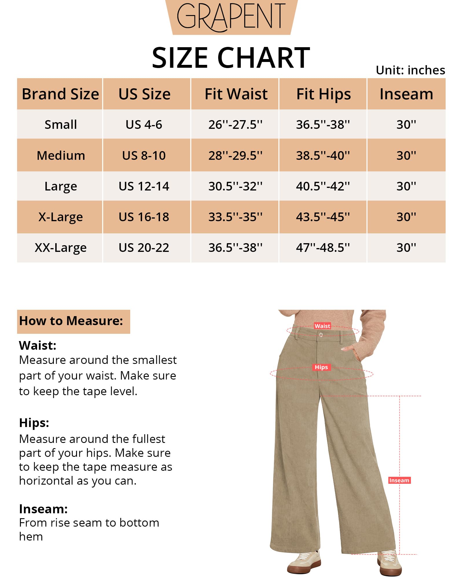 Foto 6 pulgar | Pantalones Grapent De Pana Caqui, Pierna Ancha, Cintura Alta, Talla Xxl - Venta Internacional.