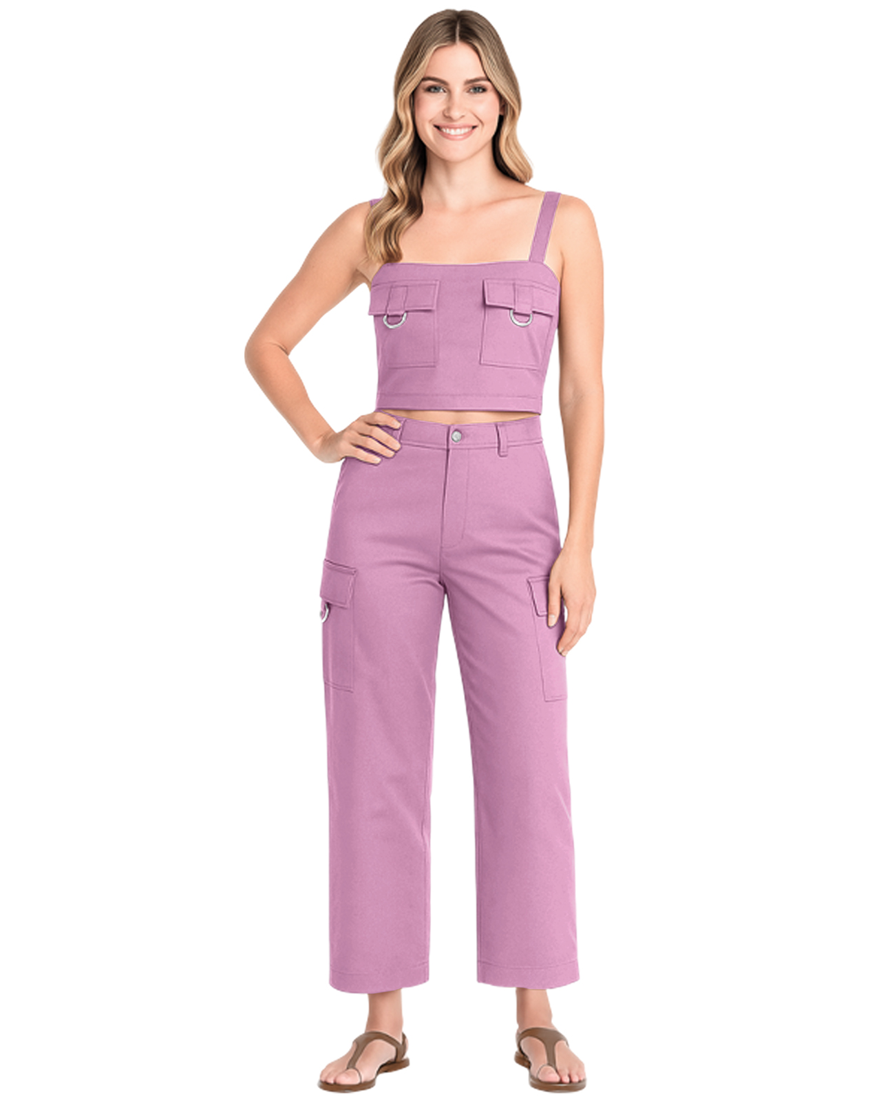 Foto 2 pulgar | Set Coordinado Para Mujer Ocean Point  De Top Y Pantalón Cargo